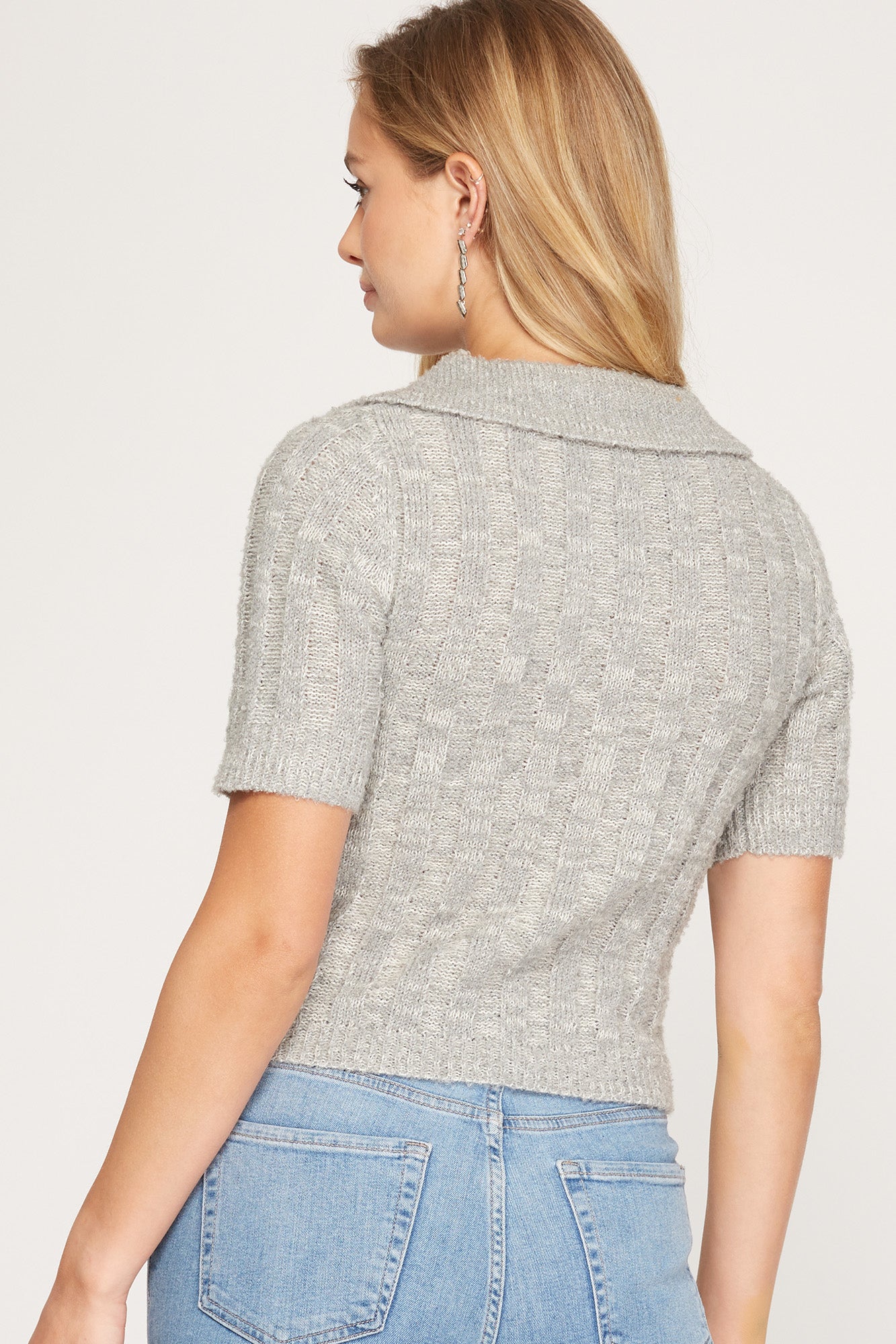 Lillian Grey Short Sleeve Sweater