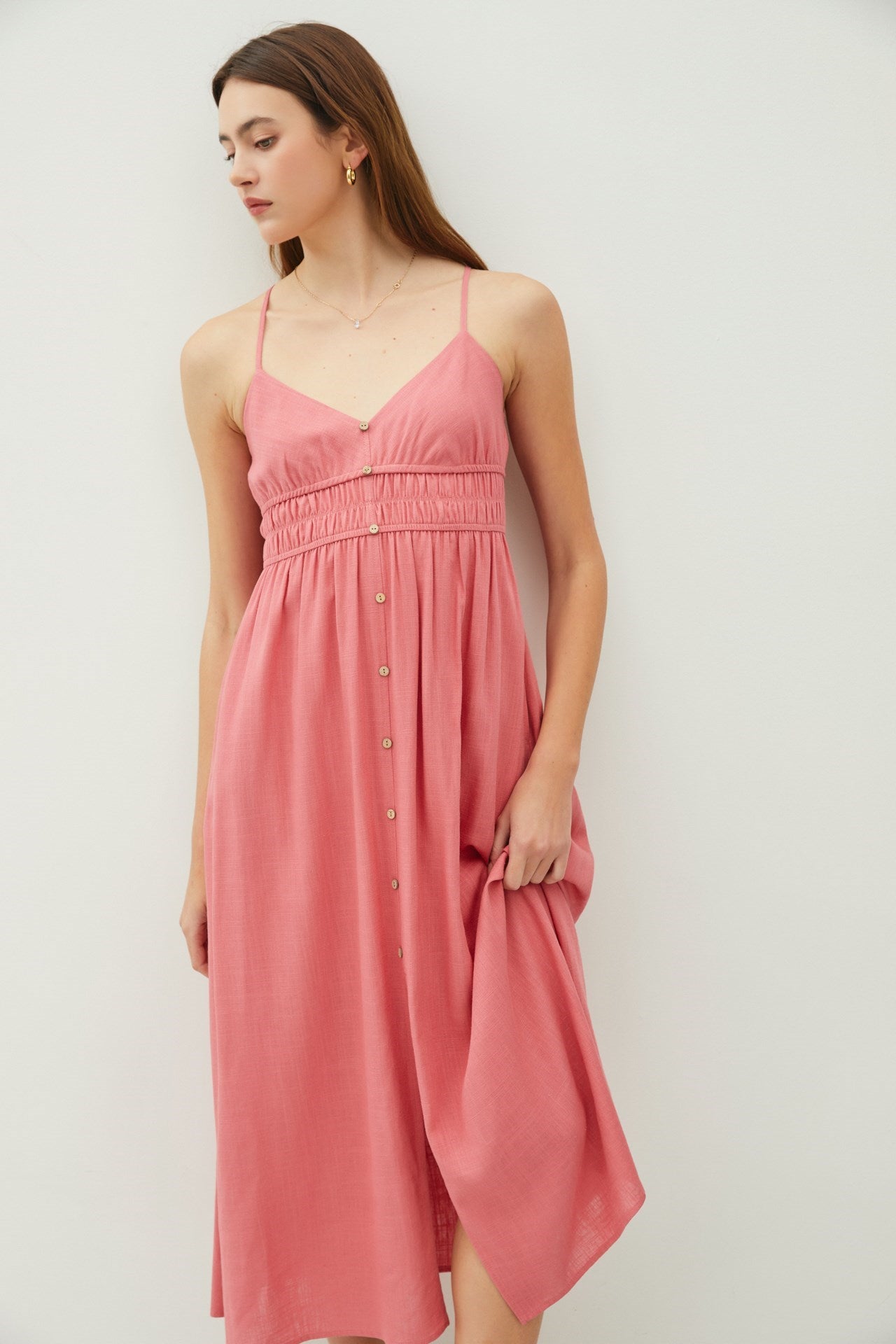 Jeni Linen Blend Midi Dress