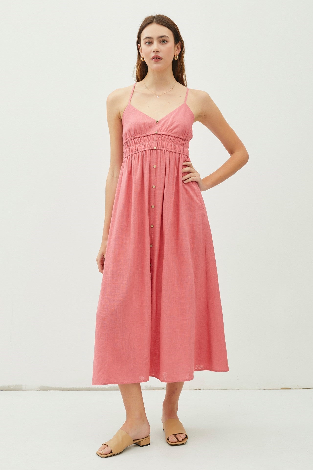 Jeni Linen Blend Midi Dress