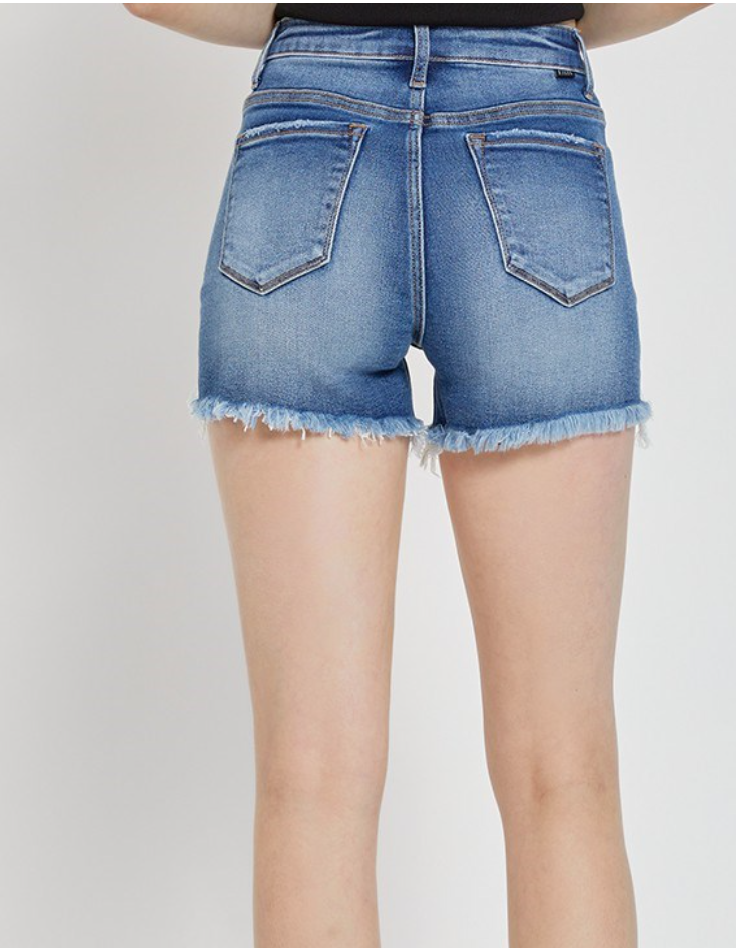 Risen High-Rise Distressed Shorts