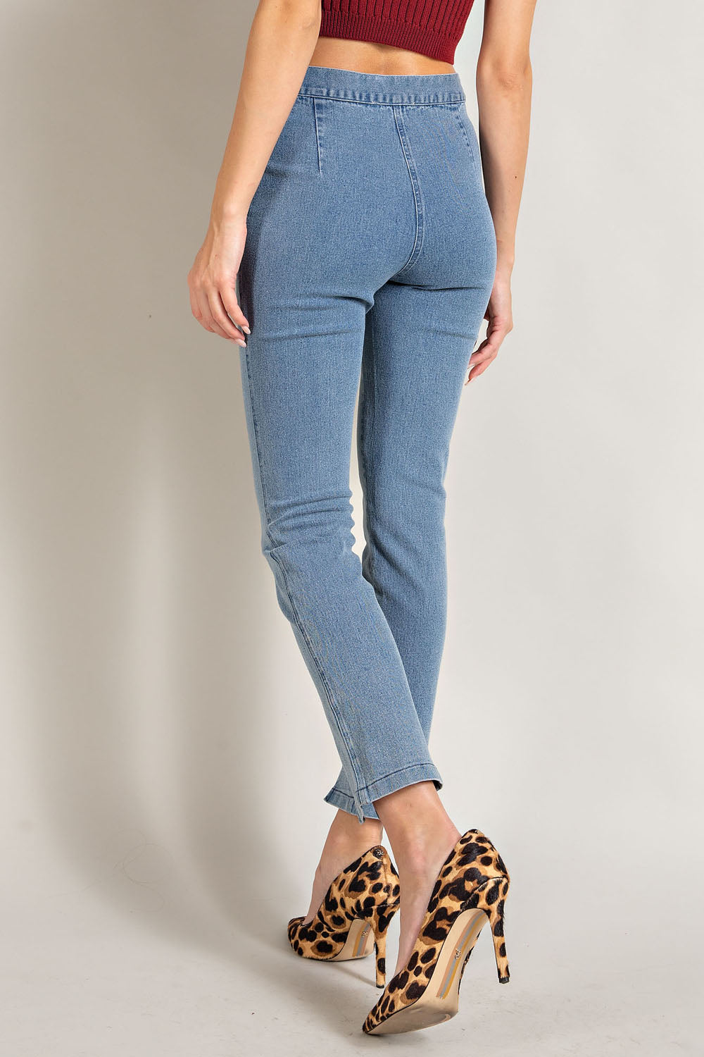 Renee DENIM BUTTON SLIT PANTS