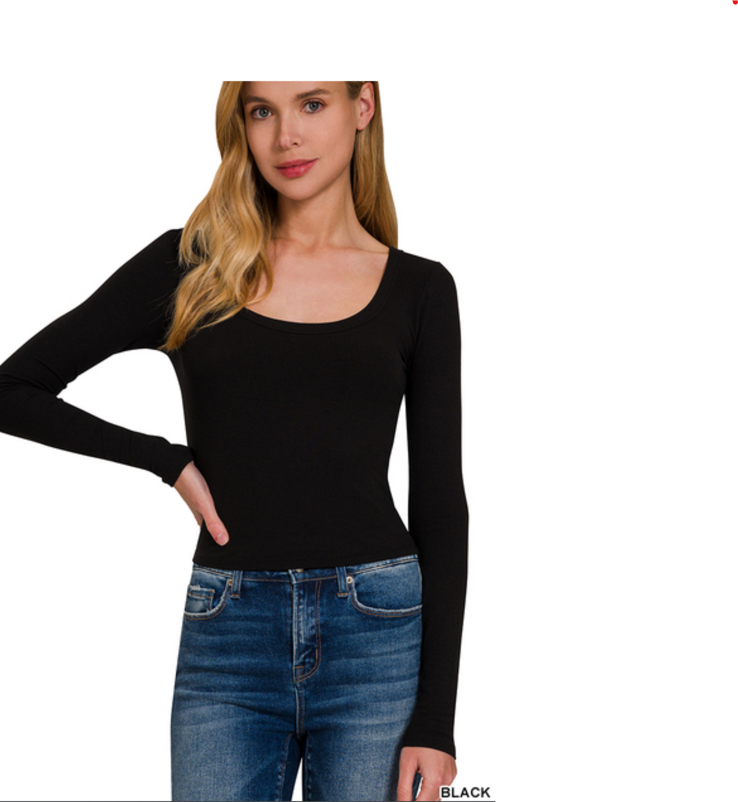 Ribbed Boat Neck Long Sleeve Layering Top