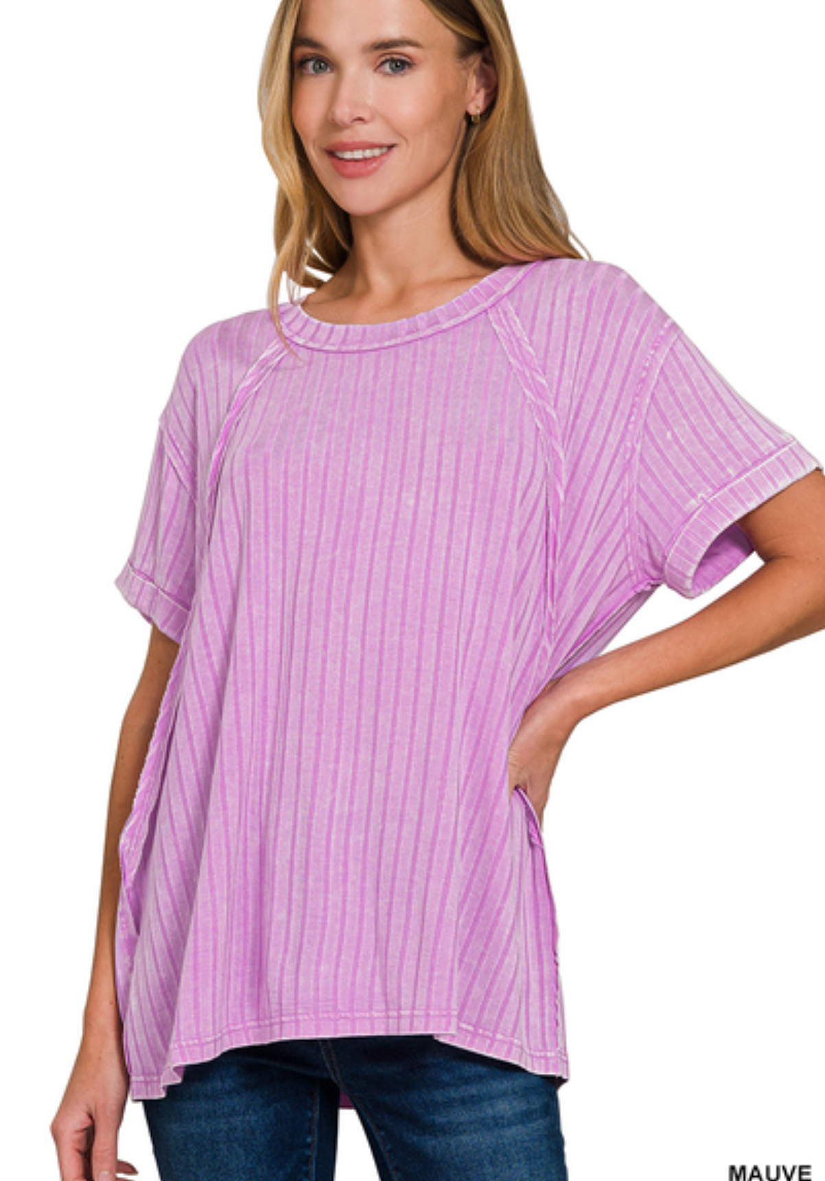 Relaxed Zara Short Sleeve Ribbed Top