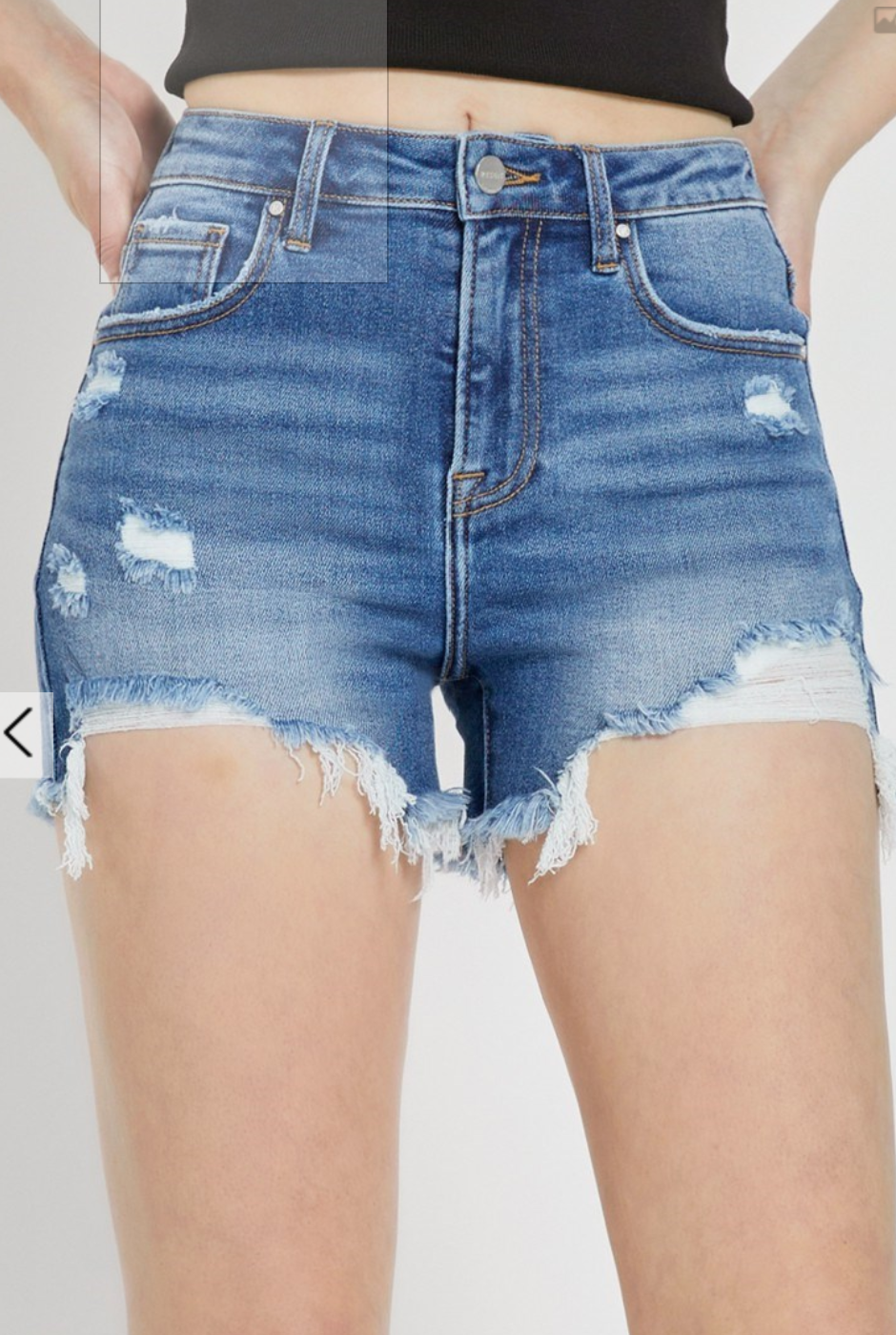 Risen High-Rise Distressed Shorts
