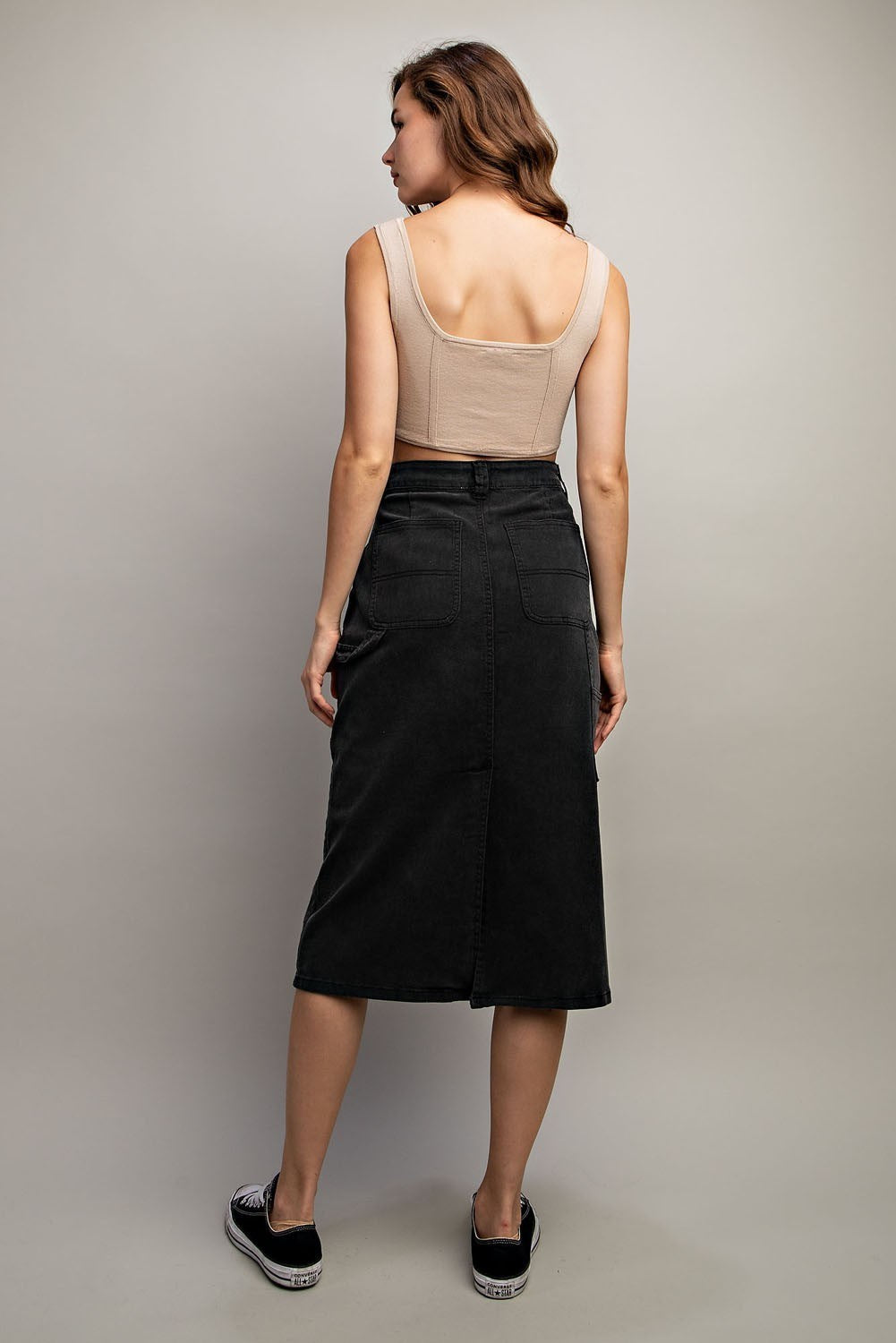 Mineral Washed Midi Skirt