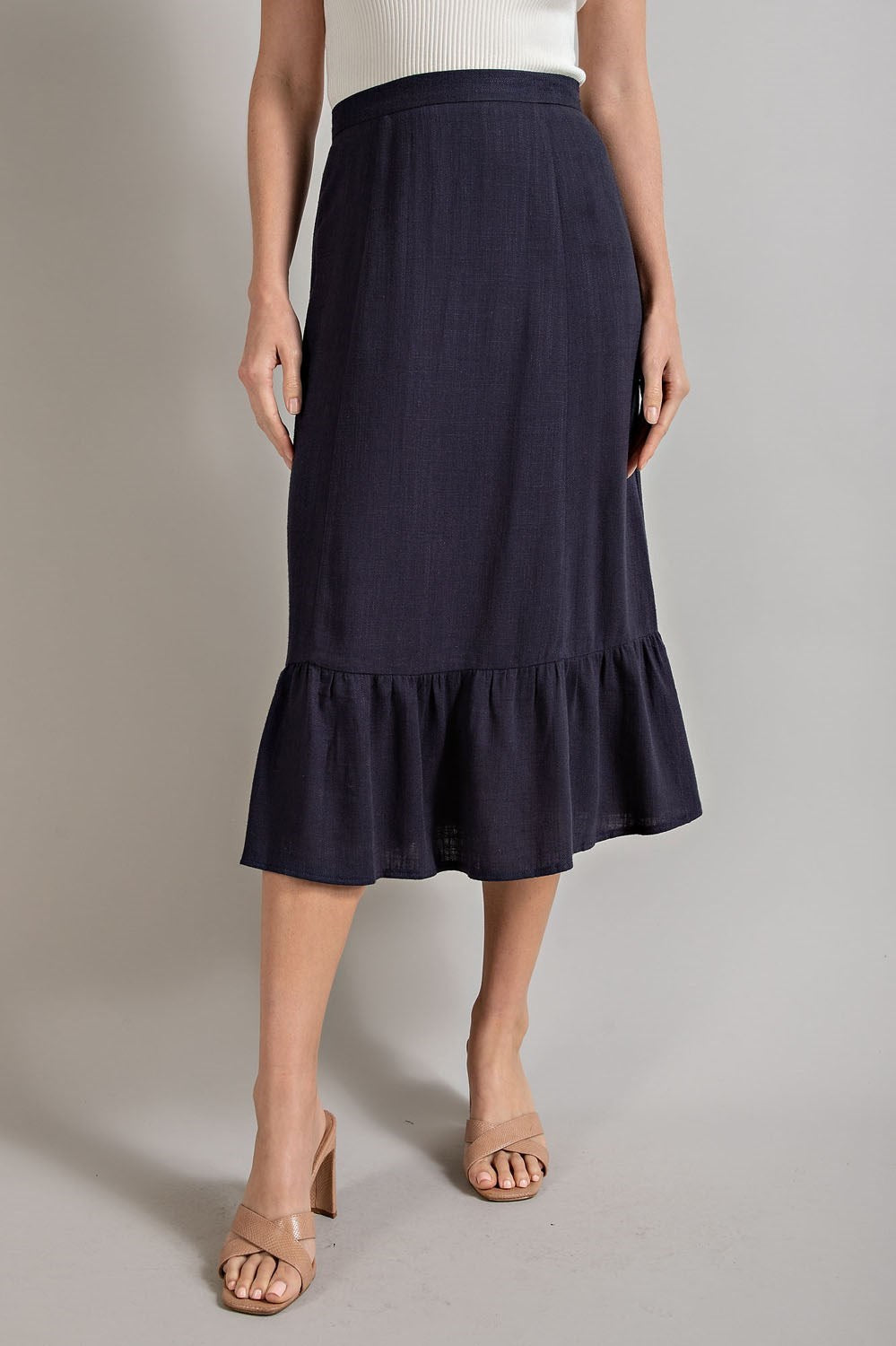 Tracy LINEN TIERED MIDI SKIRT