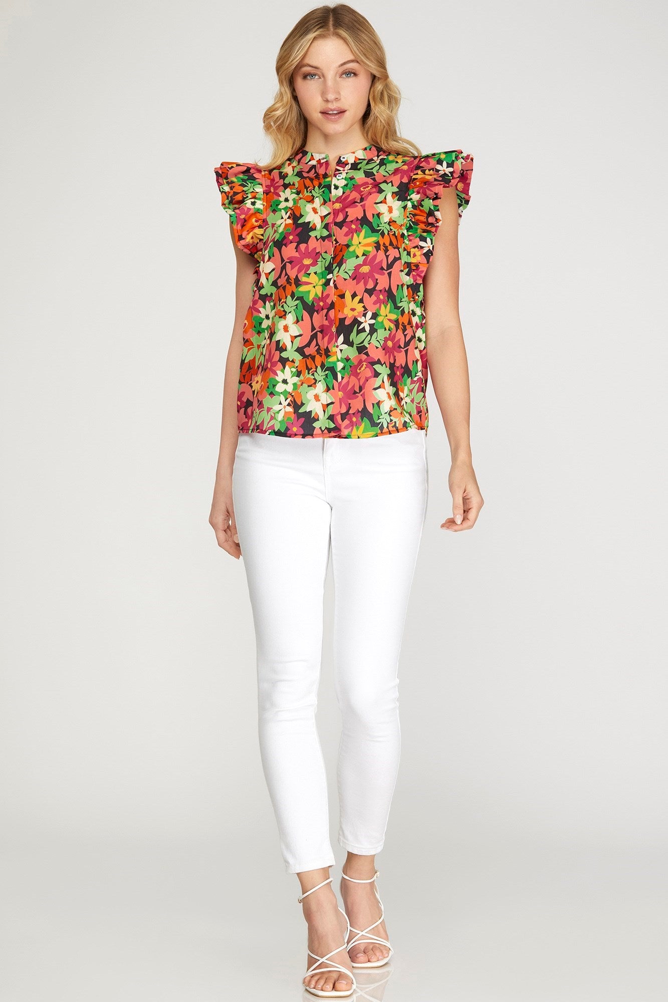 Fiona Flutter Sleeve Floral Top