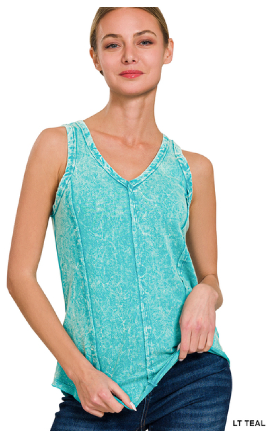 Seline Mineral Washed Raw- Edge Tank