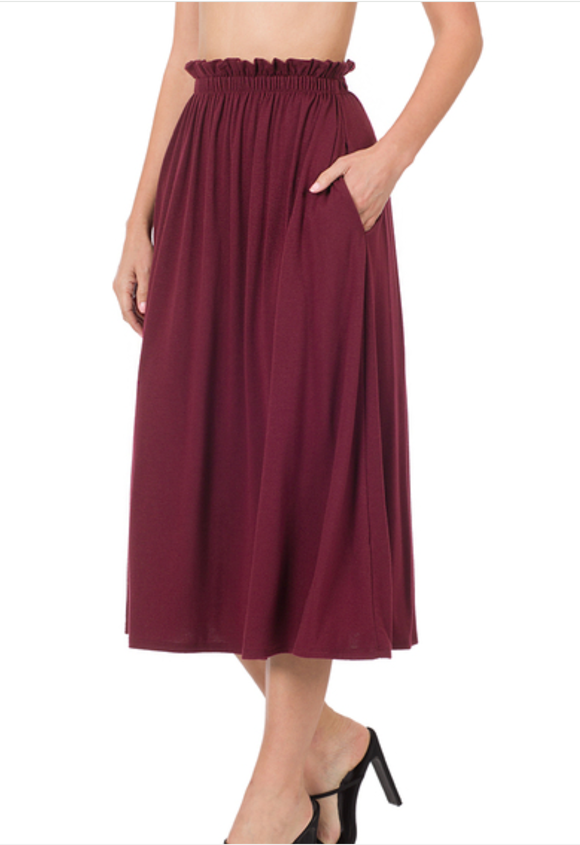 Paperbag waist midi skirt
