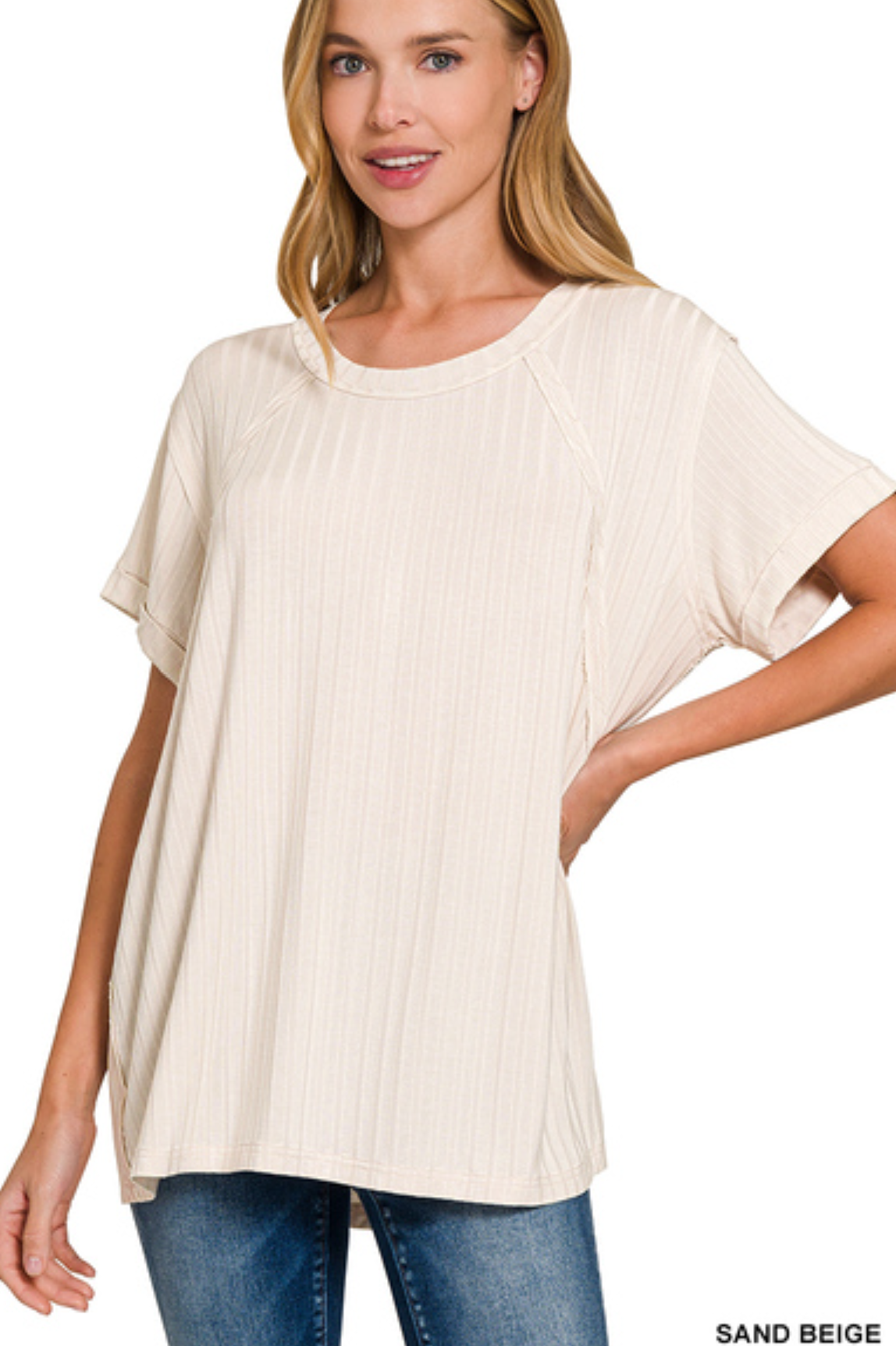 Relaxed Zara Short Sleeve Ribbed Top