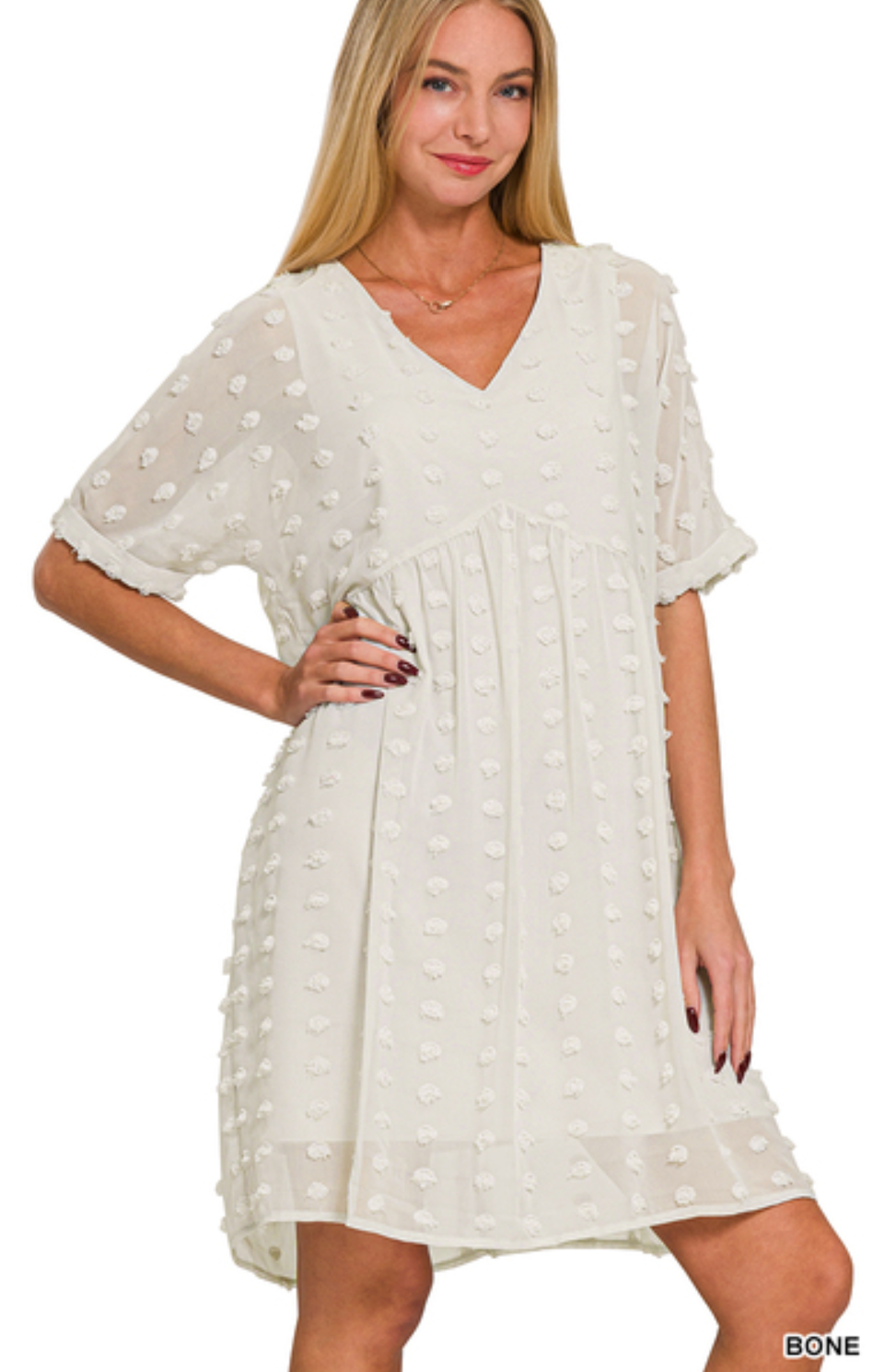 Rina Swiss Dot Short Sleeve Dress