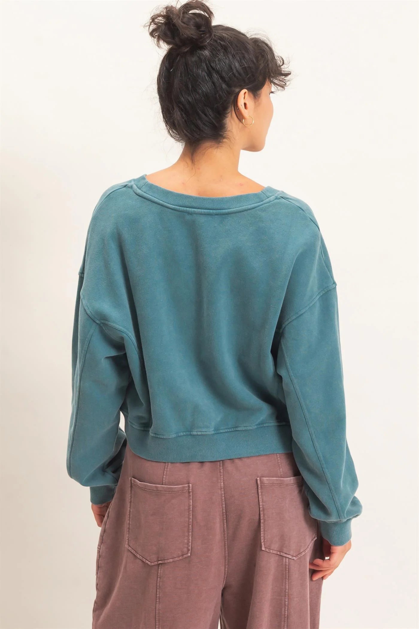 Tiana V-Neck Mineral Washed Hoodie