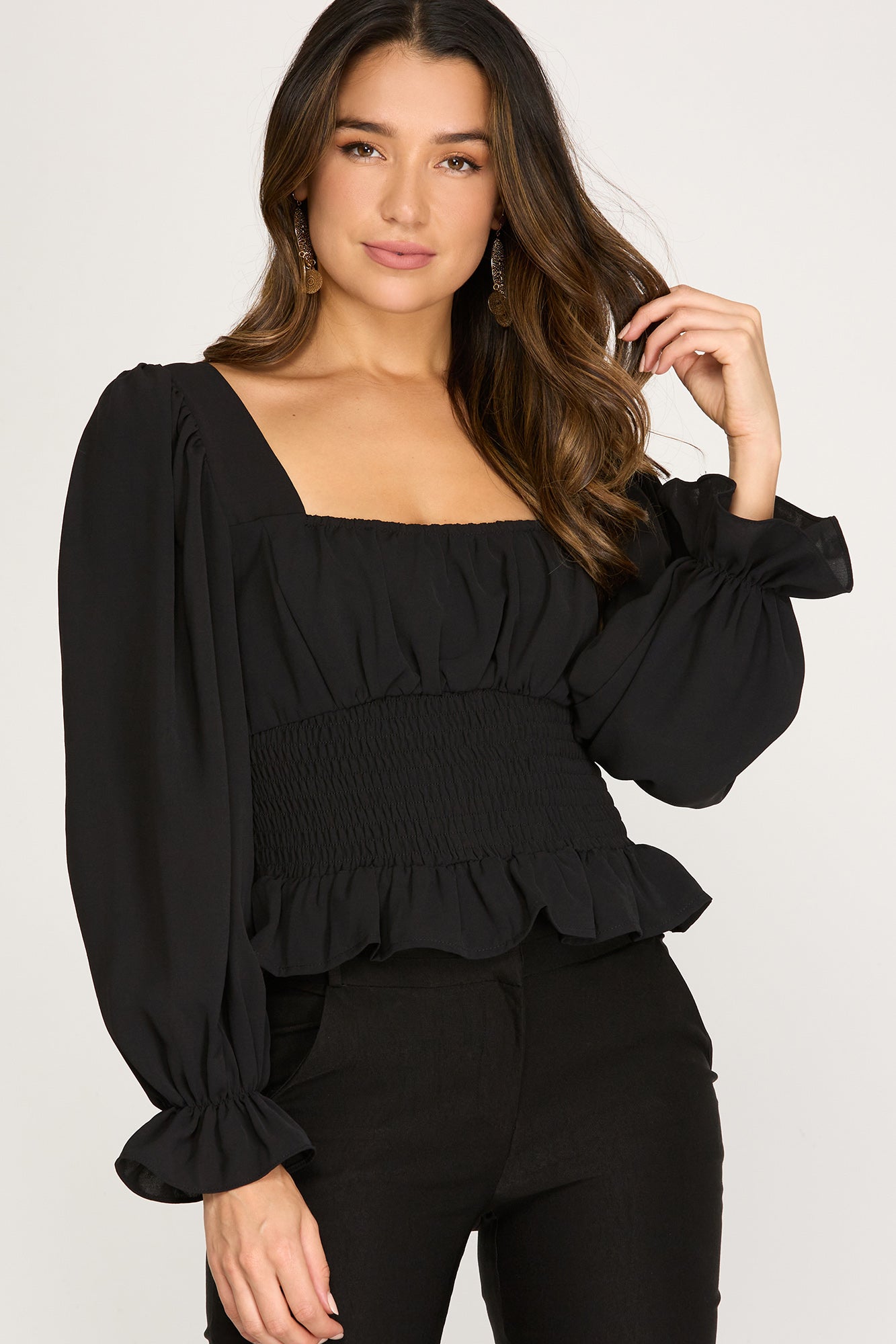 Angie "Night Out" Smocked Waist Top