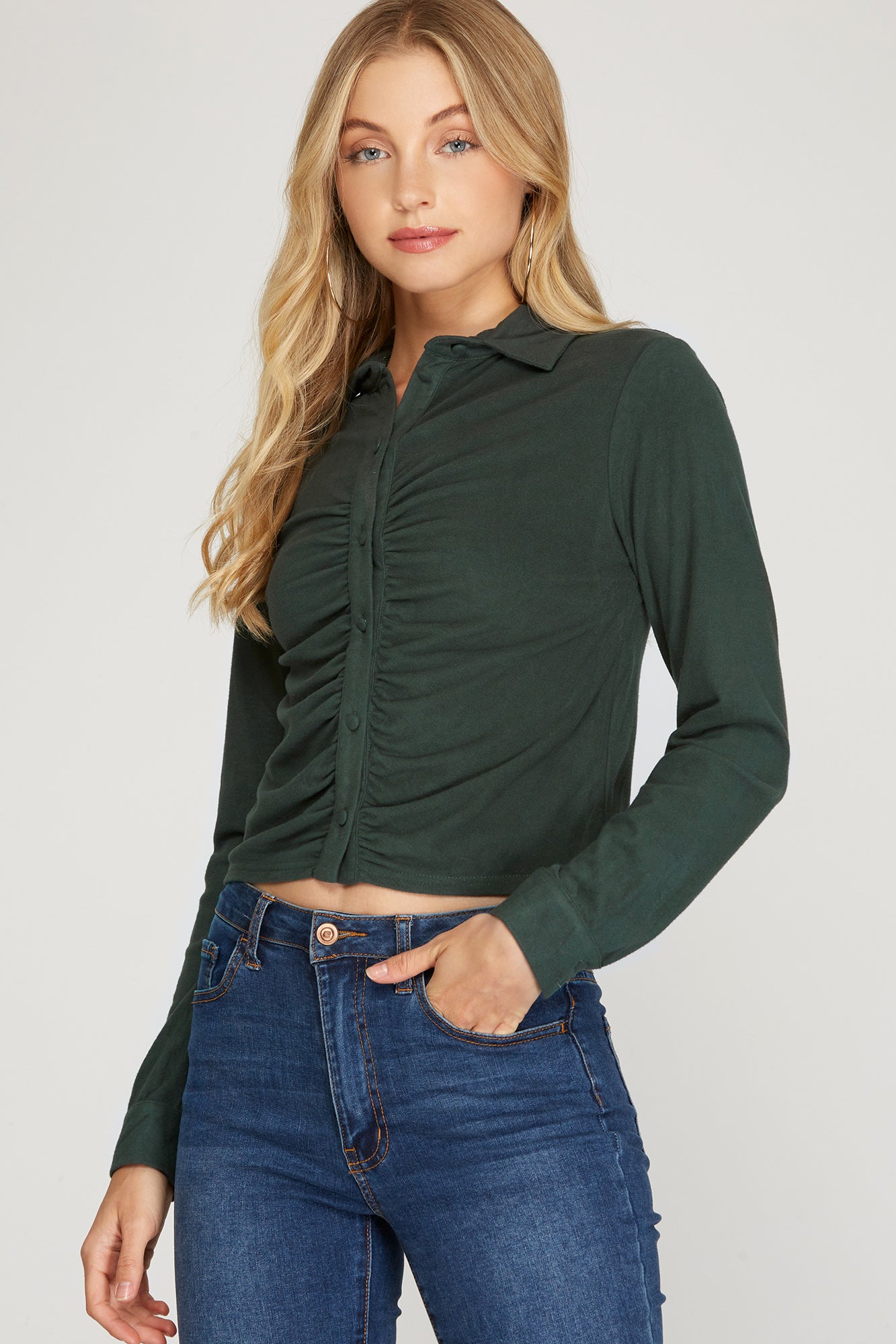 Diane Button down Shirred Top