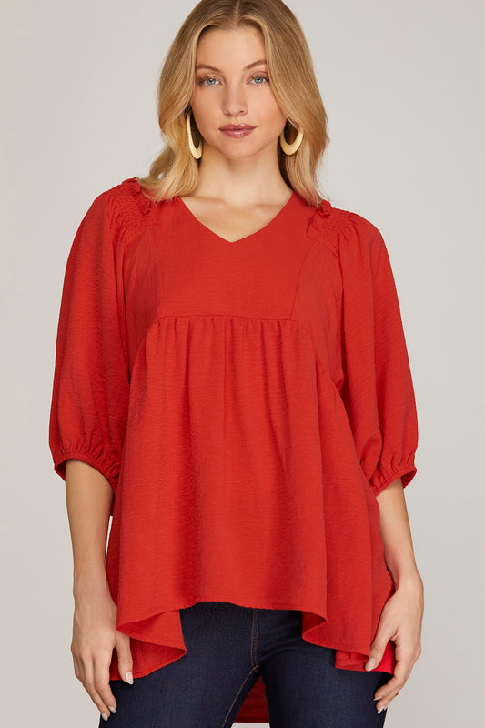 Lillian Smocked Shoulder Tunic