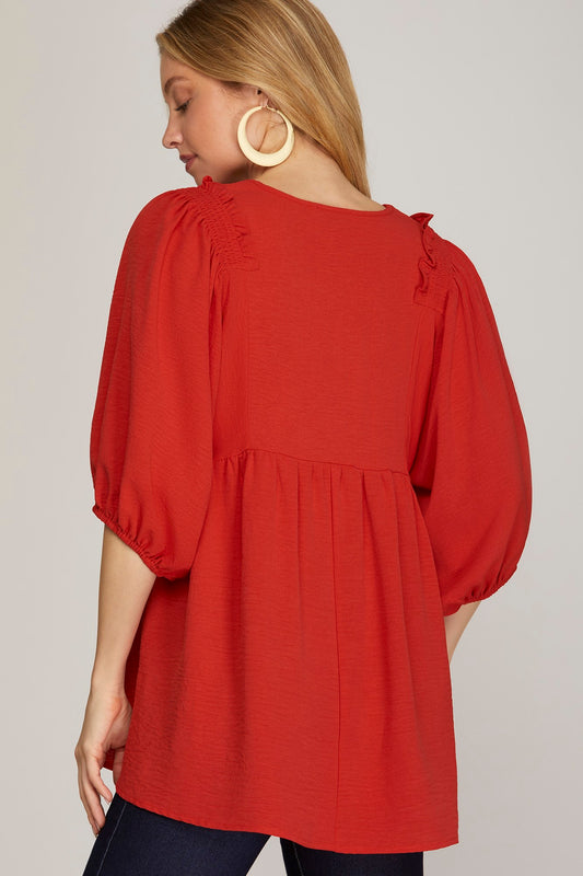 Lillian Smocked Shoulder Tunic