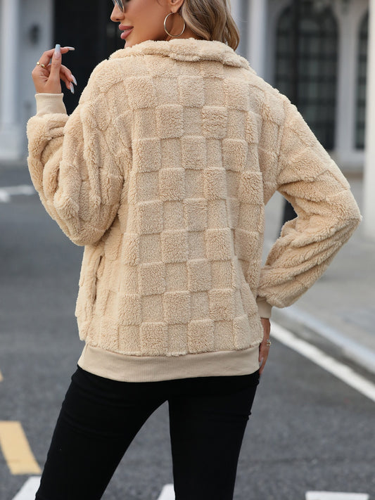 Checkered Quarter Zip Pullover