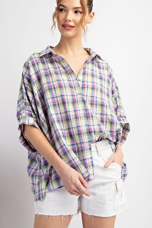 Jane Plaid Button Down