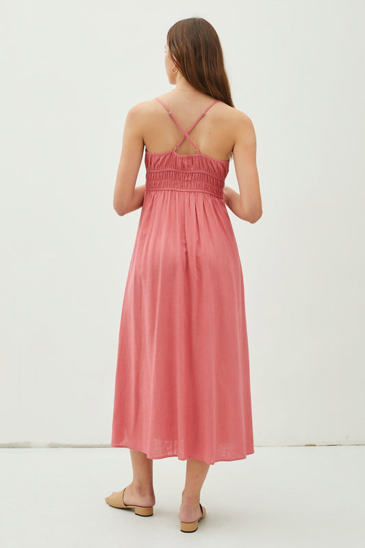 Jeni Linen Blend Midi Dress
