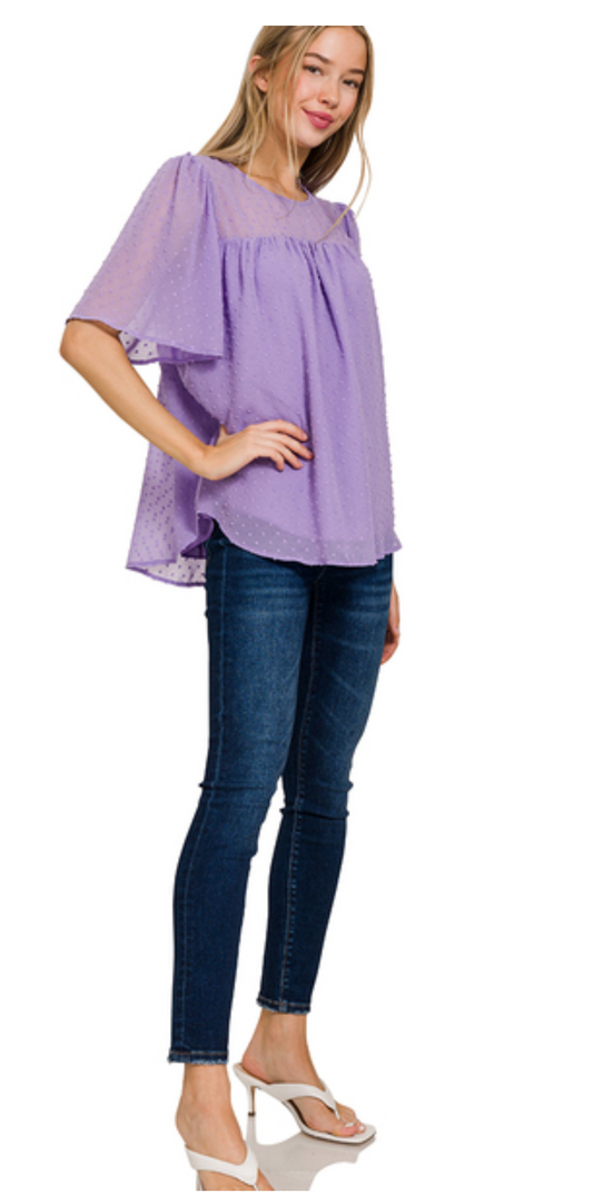 Dana Swiss Dot Short Sleeve Top