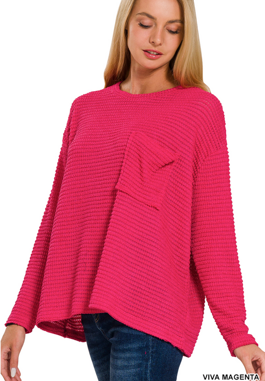 Jeni Drop Shoulder Jacquard Top
