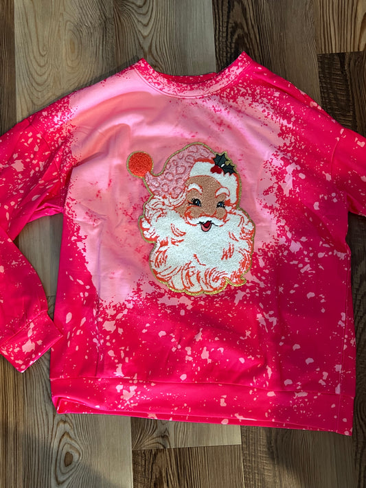 Vintage pink Santa crew neck