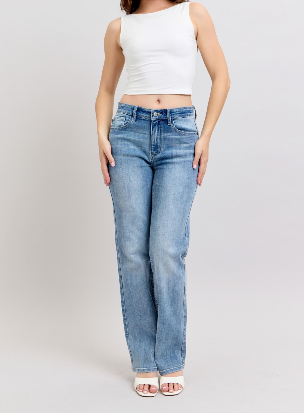 Judy Blue High-Waist Non-Distressed Dad Jeans