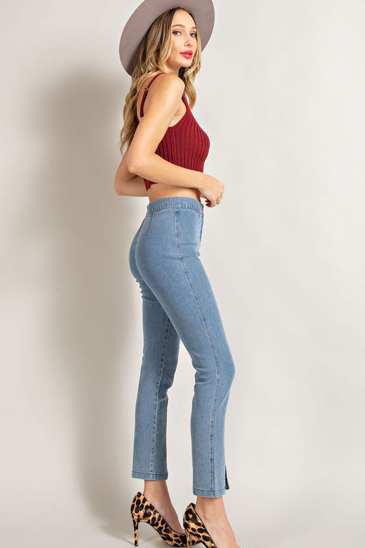 Renee DENIM BUTTON SLIT PANTS