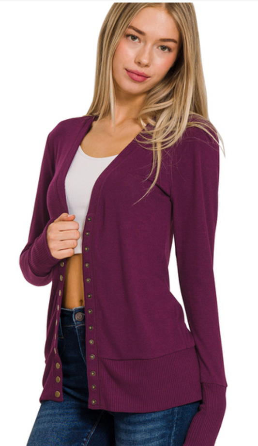 Plum Snap Cardigan