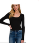 Ribbed Boat Neck Long Sleeve Layering Top