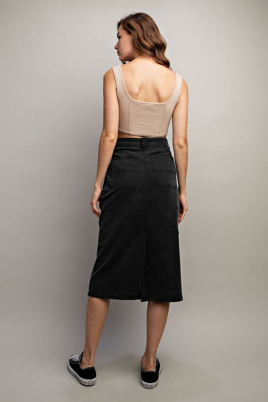 Mineral Washed Midi Skirt
