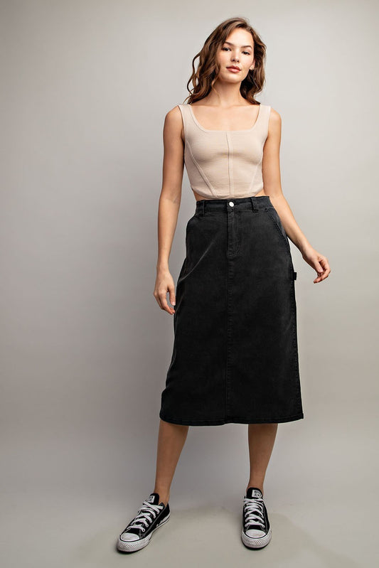 Mineral Washed Midi Skirt