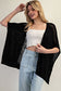 Black Pointelle Ribbed Knit Kimono Cardi