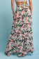 Floral printed maxi/midi skirt. Buttons down to midi length where is splits.