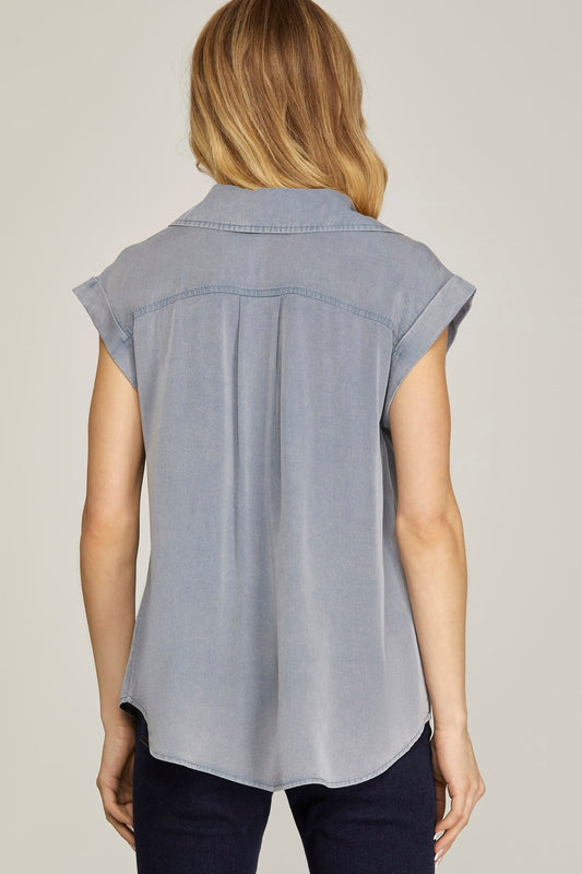 Jenn Chambray button-down Top