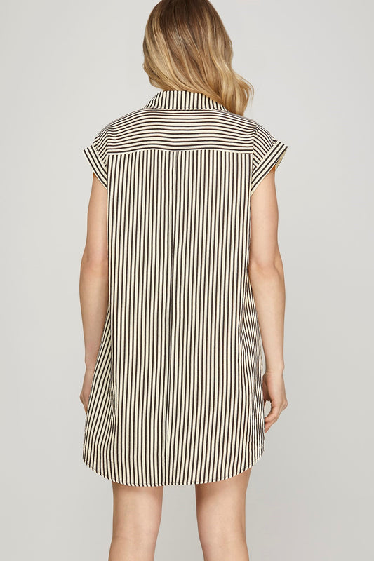 Sabrina Woven Button-Down Shirt Dress