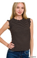 Staci Ribbed ruffle trim sleeveless stripe top
