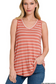 Striped Sleeveless V-Neck Top