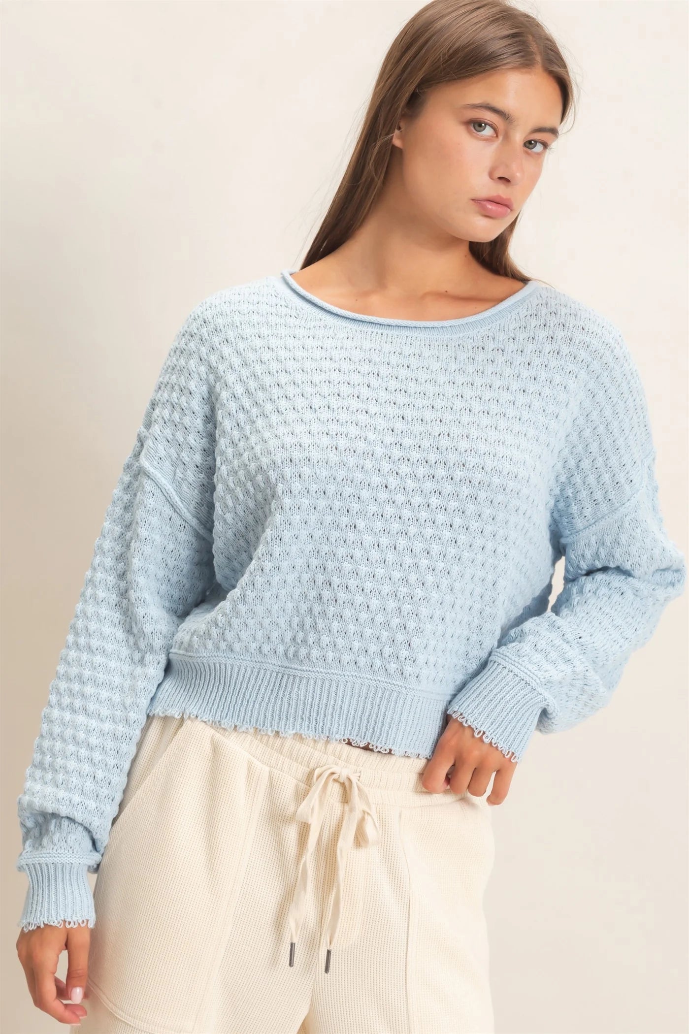 Bianca Boatneck Textured Sweater