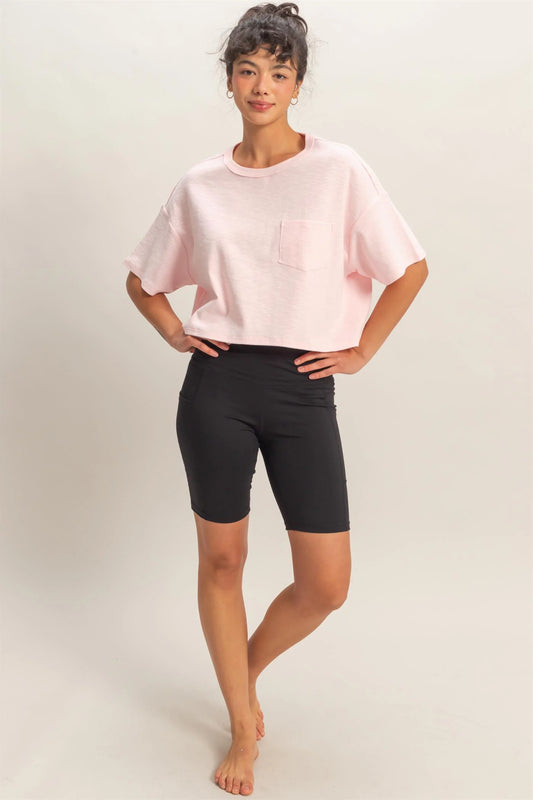 Bella Boxy Crew Neck Tee with Pocket