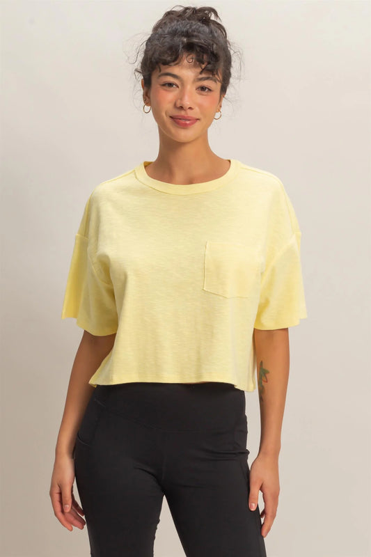 Bella Boxy Crew Neck Tee with Pocket