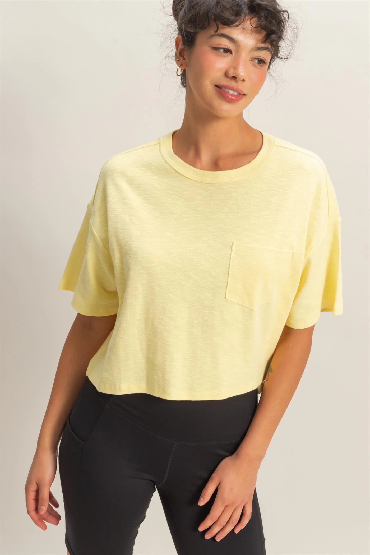 Bella Boxy Crew Neck Tee with Pocket