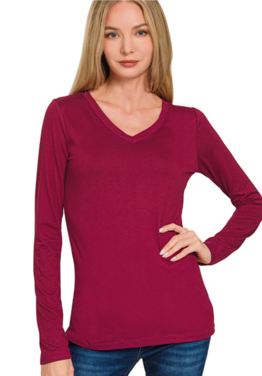 Brushed Microfiber Basic Long Sleeve