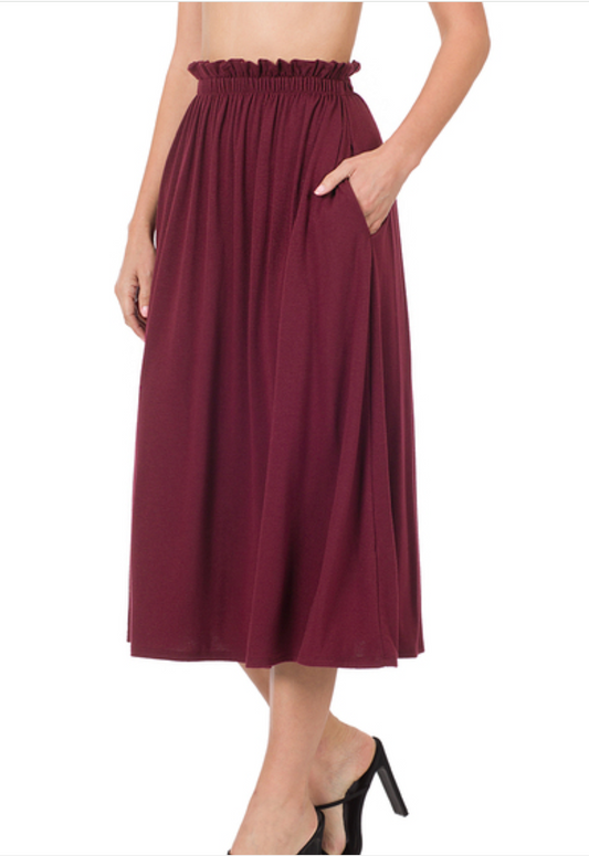 Paperbag waist midi skirt