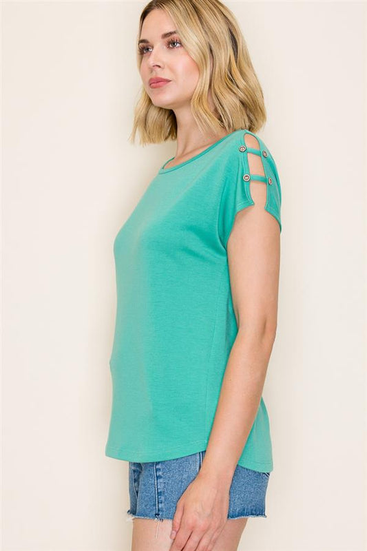 Delilah Button Sleeve Tee