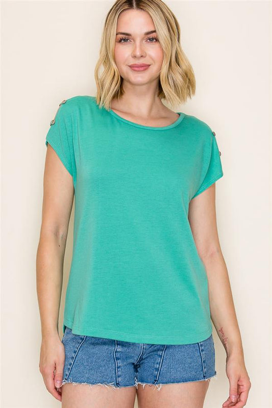 Delilah Button Sleeve Tee