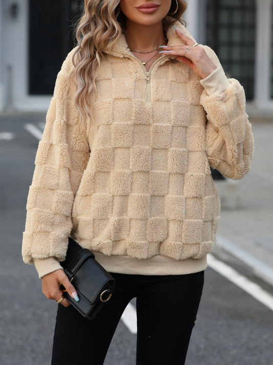 Checkered Quarter Zip Pullover