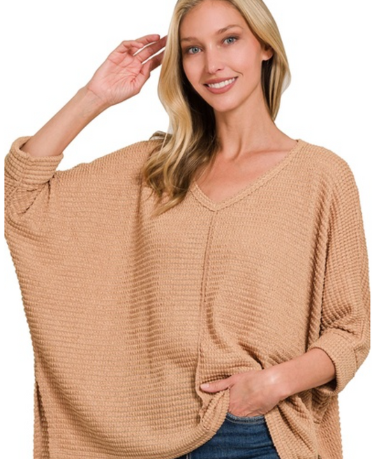 Zella Jaquard Knit 3/4 Length Top