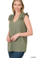 Dobby Ruffle Trim Top