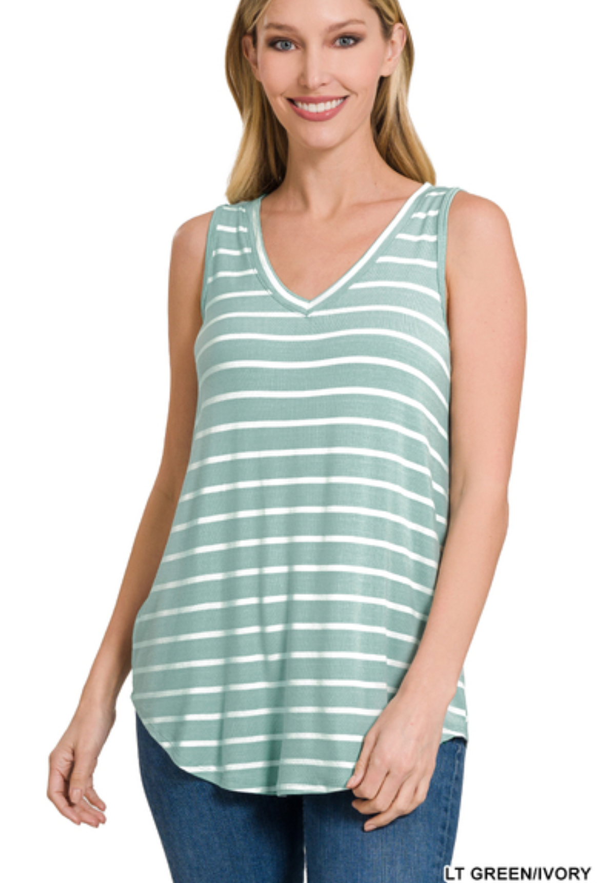 Striped Sleeveless V-Neck Top